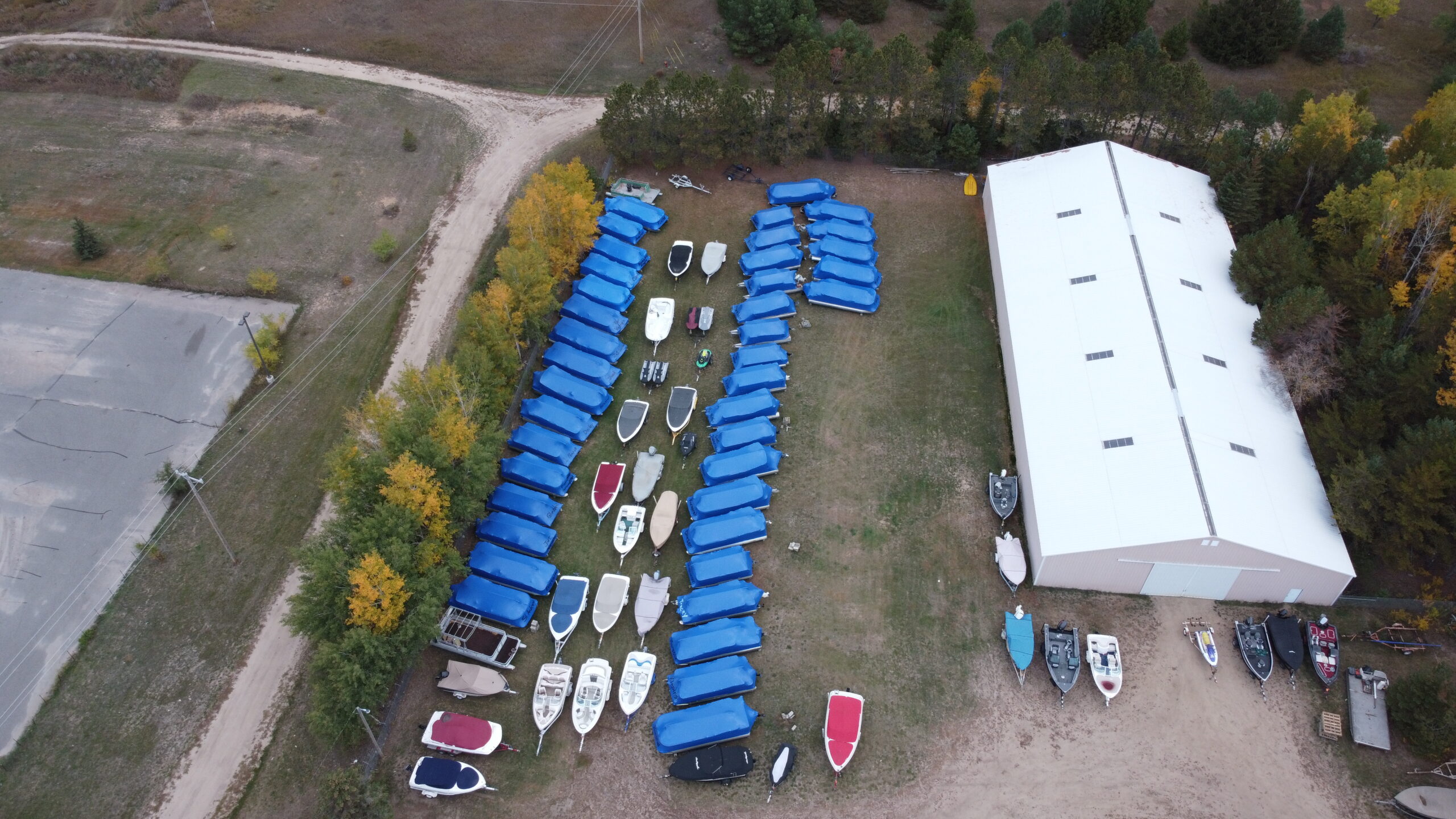 Indoor/ outdoor boat storage at Charlie's Boat and Marine in Park Rapids, MN